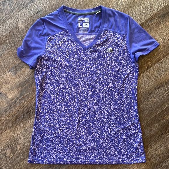 adidas Purple Lilac V-neck Ultimate Tee Shirt - Picture 1 of 6